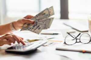 Business woman professional counting income tax, personal finance or has remote work from home